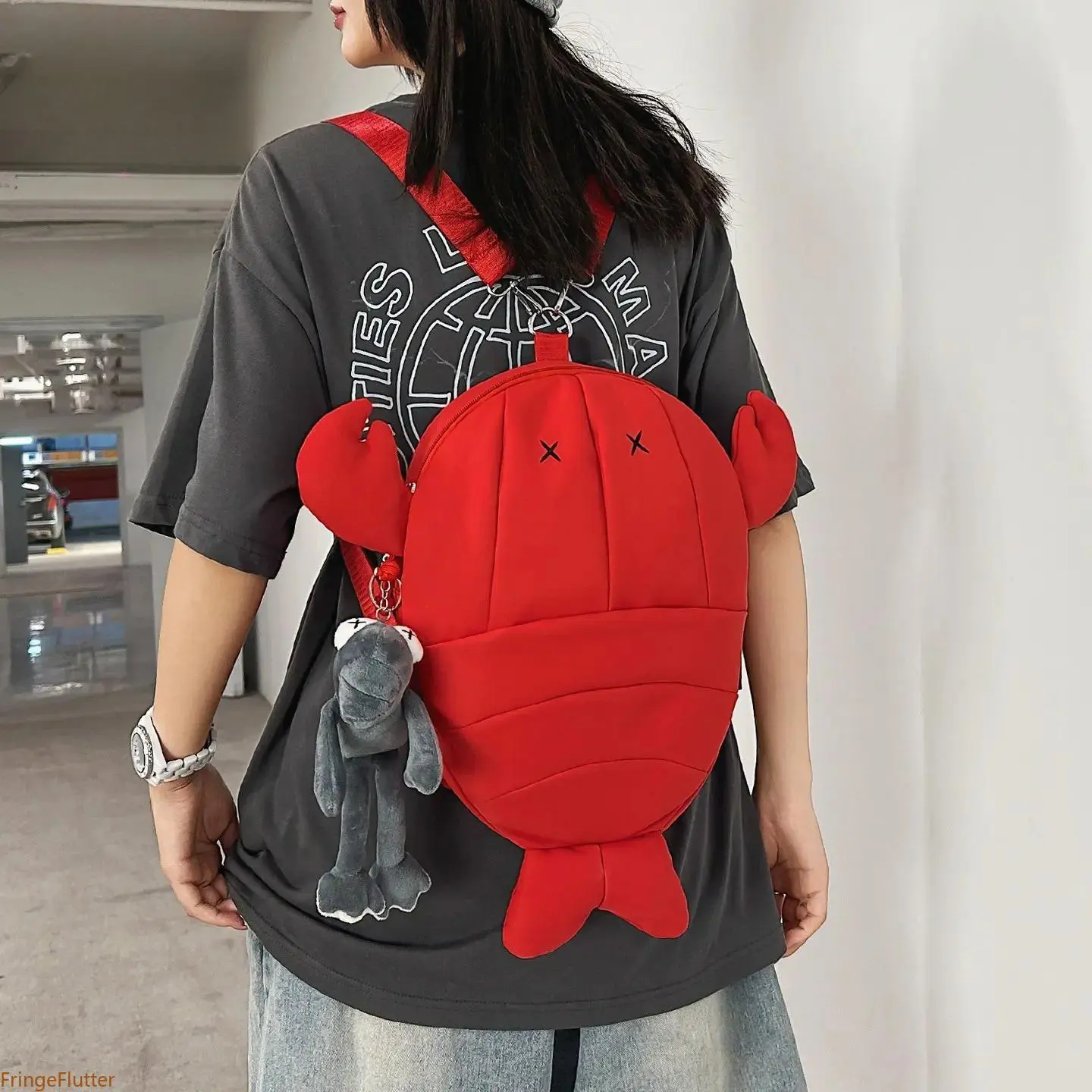 Charming Crab-Shaped Quirky Uglycute Backpack - 2026 Unisex Model, School Daypack with Crab Plush Bonus, Traveling Accessory, Fashion Statement Bag for Outdoor Activities
