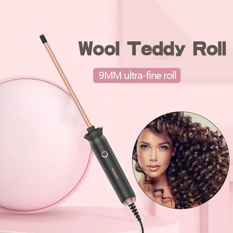 Mini Hair Curler for Women & Men, 9mm/13mm Super Fine Ceramic Coated Barrel, Professional Styling Tool for Curly Waves