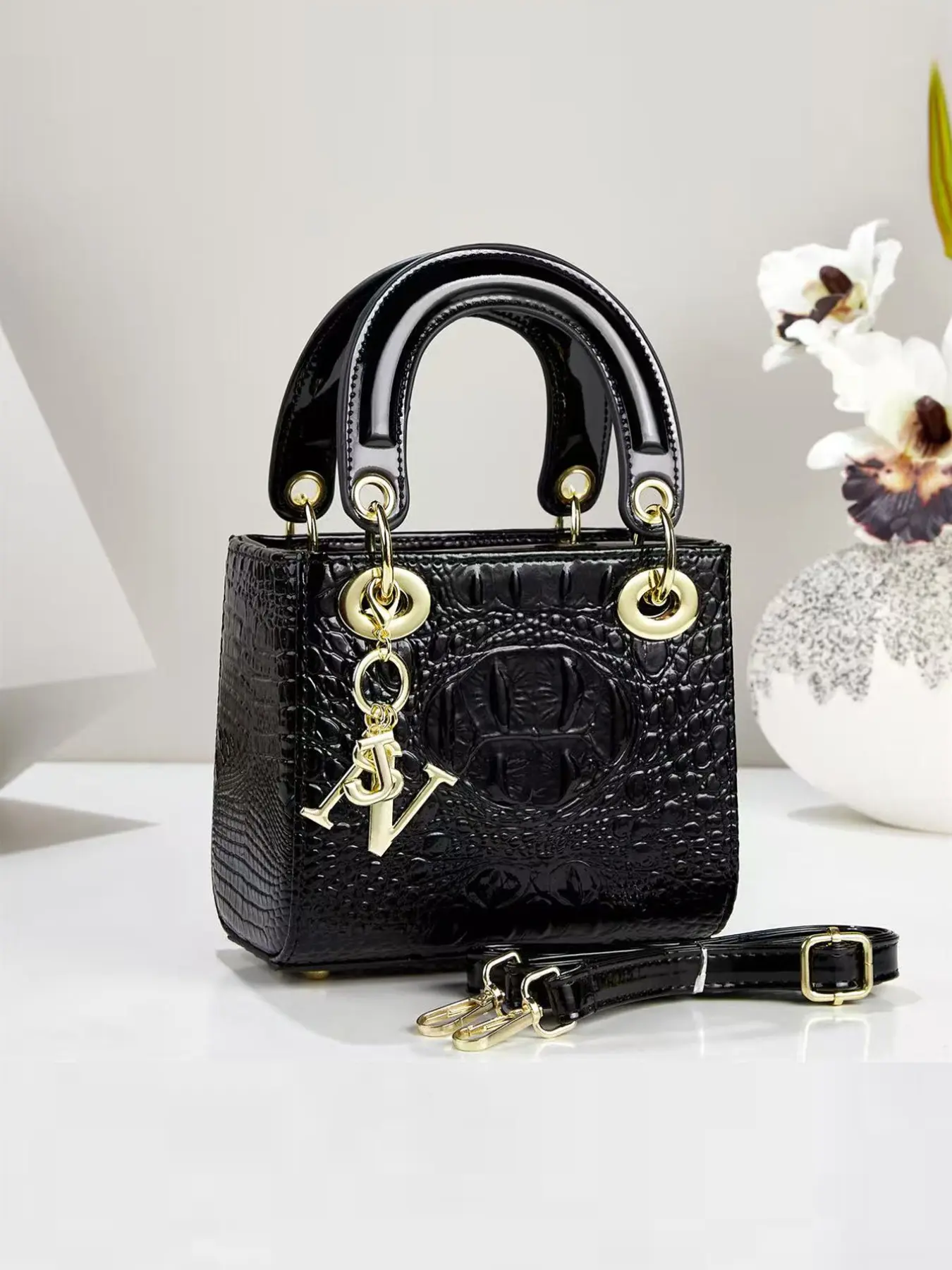 Fashion Crocodile Retro Crossbody Handbag, Multifunctional Large Capacity Shoulder Bag, Stylish Design, Perfect for Travel and Shopping