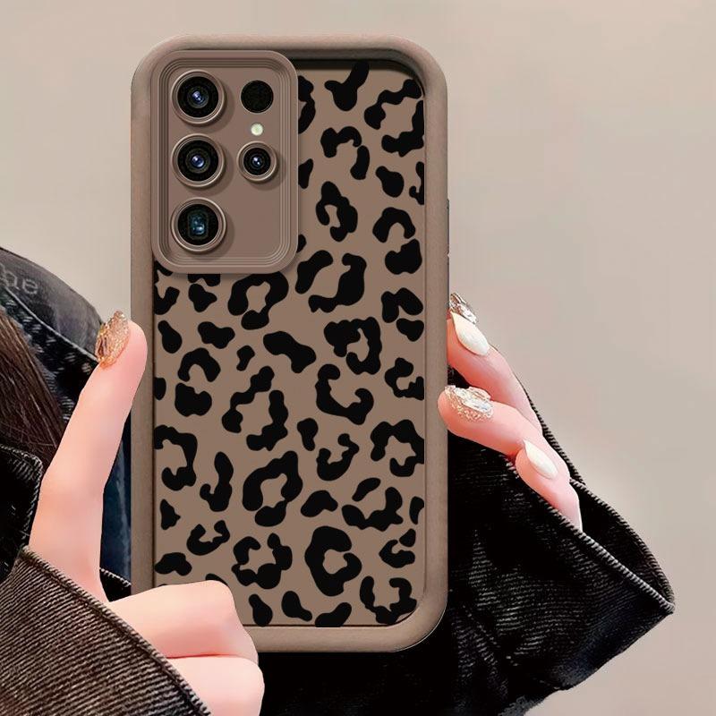 Phone case: Minimalist Leopard Print Case Compatible with Samsung Galaxy S26 S25 S24 S23 S22 S21 Fe Plus Ultra A13 A14 A15 A16 A17 A33 A34 A35 A36 A52 A53 A54 Note20, Transparent Shockproof Full-Body Phone Cover