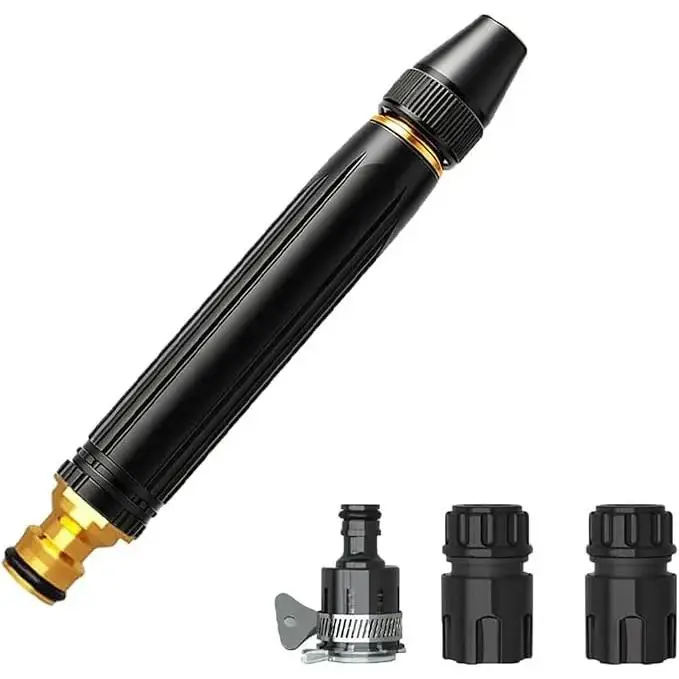 Garden Watering Hose Nozzle with Brass Connector, Adjustable Spray Pattern Lawn Irrigation Spray Gun, Anti-Slip Handle Leak Proof Plant Watering Wand, Heavy Duty Garden Sprayer for Flowers Lawn Vegetable Patio Plants, Gardening Hand Tool
