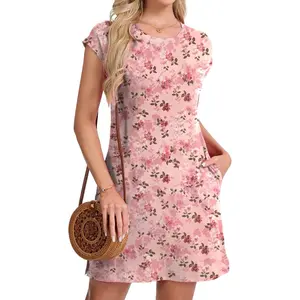 Women Sundress 2026 Casual Summer Crewneck Dress Comfortable Skin-Friendly Nightdress Vacation Beach Dress