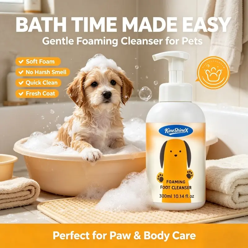 Ineshinex Pet Dry Wash Foam, Cat Dog Shampoo, Insect Repellent, Anti-Itch, Mud Clean Mousse, No Rinse, Easy Application