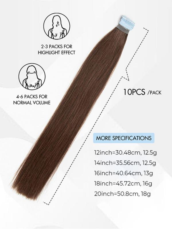 10 Piece Hair Extensions, Real Human Hair, Invisible Straight, Easy to Wear and Remove, Natural Look, Suitable for Women