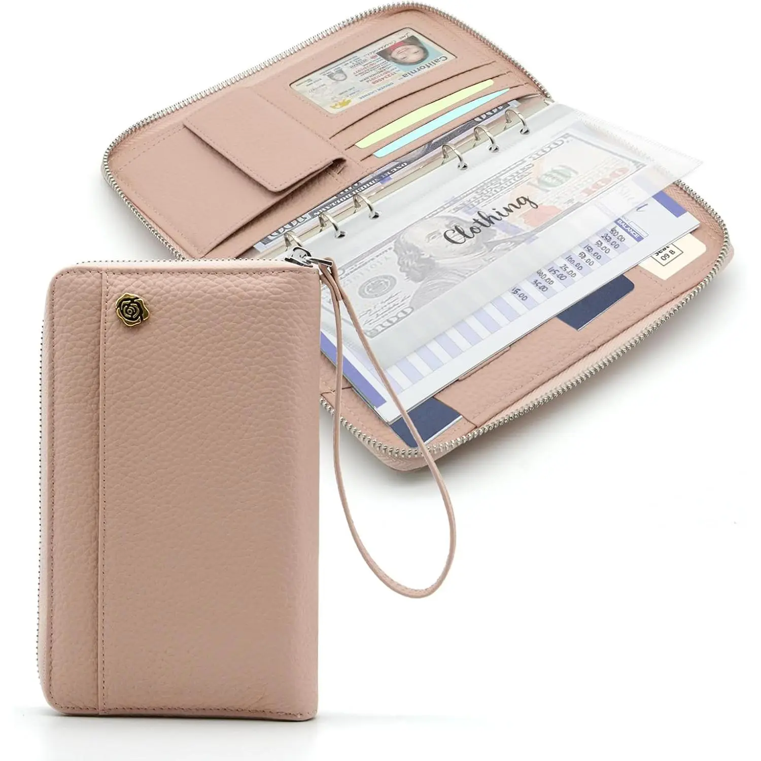A6 Envelope Wallet 6-Ring Budget Binder with RFID Safe Zipper Cover, Expense Planner, Savings Planner & Category Labels, Planner For School