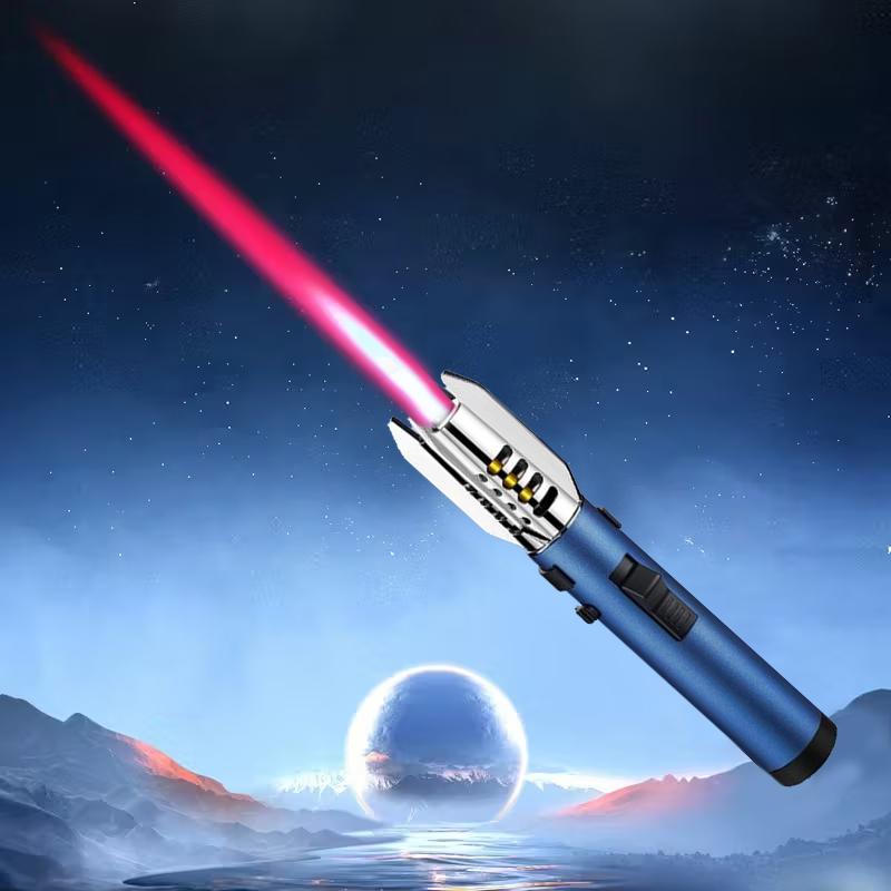 Windproof Refillable butane torch lighter, 360 °   use, with adjustable flame and lock switch, turbo torch spray ignition gun, camping barbecue welding supplies, cigar tools, perfect for cooking, Halloween, Christmas, Father's Day (without butane gas)