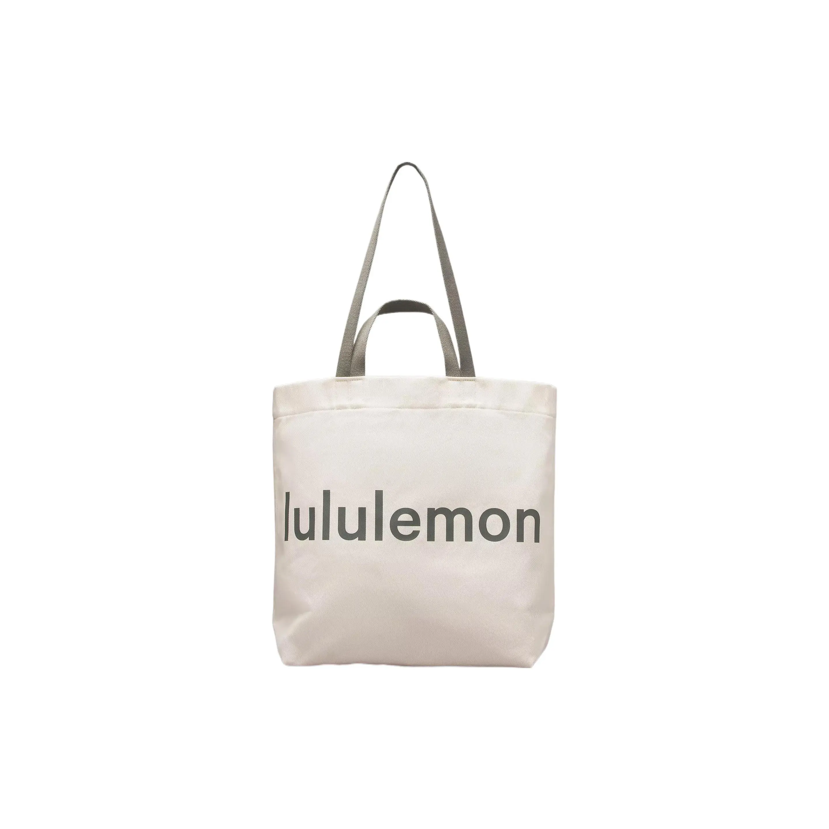 Lululemon 17L Color-Blocked Letter Logo Canvas Tote Bag – Unisex, Ivory and Sage Green