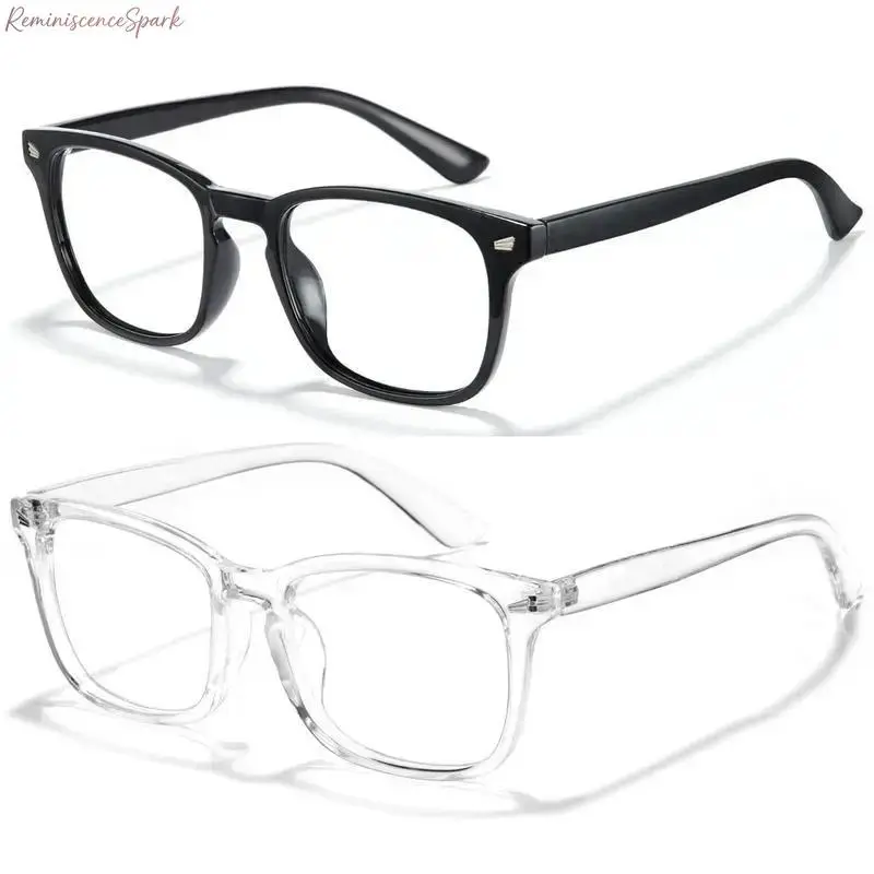Unisex Blue Light Blocking Glasses for Computer & Gaming, HD Clear Lenses, 140mm Frame Width, Stylish Classic Fit Eyewear, Reduce Eye Strain, Eye Protection Glasses, Great for Gaming, TV Watching, Phone Screen Time and Daily Office Use