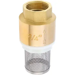 3/4" Brass DN20 Foot Check Valve Water Pump Bottom Valve with Filter One Way Strainer Backflow Preventer