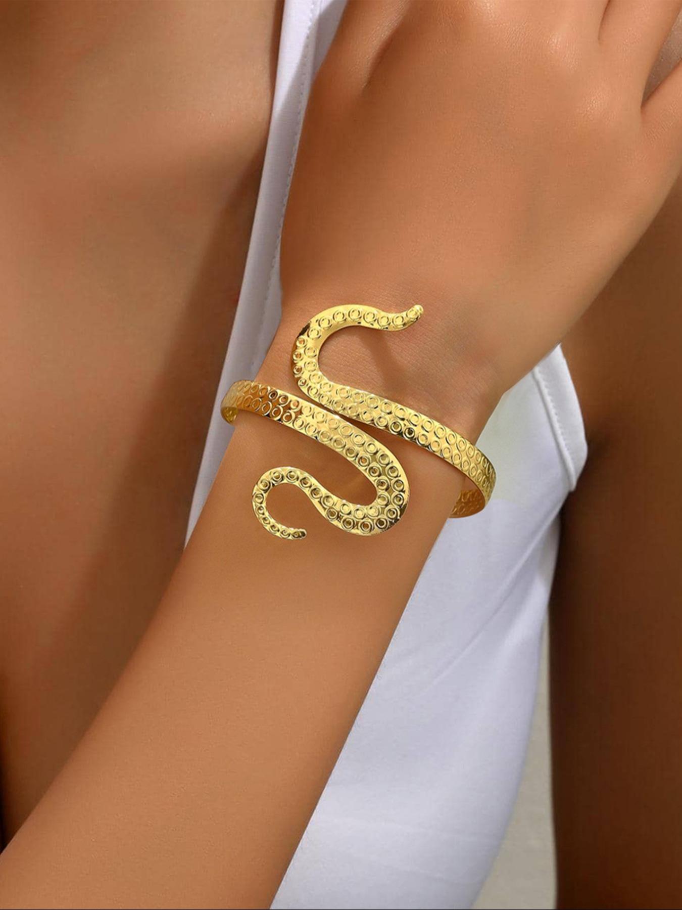 Simple Geometric Design Cuff Bangle / Armlet, Fashionable Vintage Jewelry for Women for Party, Daily Clothing Decor, Trendy All-match & Exquisite Jewelry for Birthday Gift