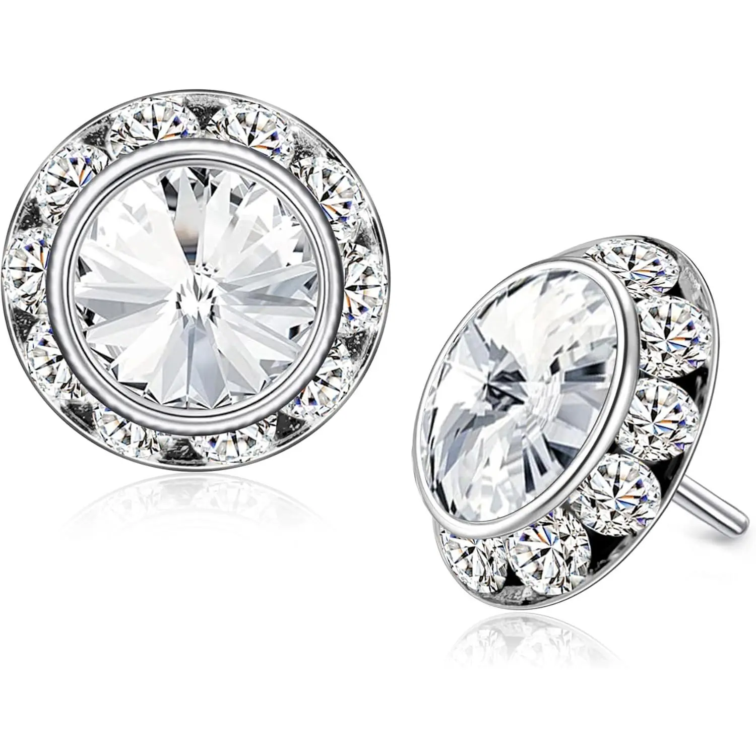 Dance Earrings for Women Crystal Halo Rhinestone Stud Earrings for Competitions Performance Stage Wedding Party
