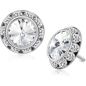 Dance Earrings for Women Crystal Halo Rhinestone Stud Earrings for Competitions Performance Stage Wedding Party