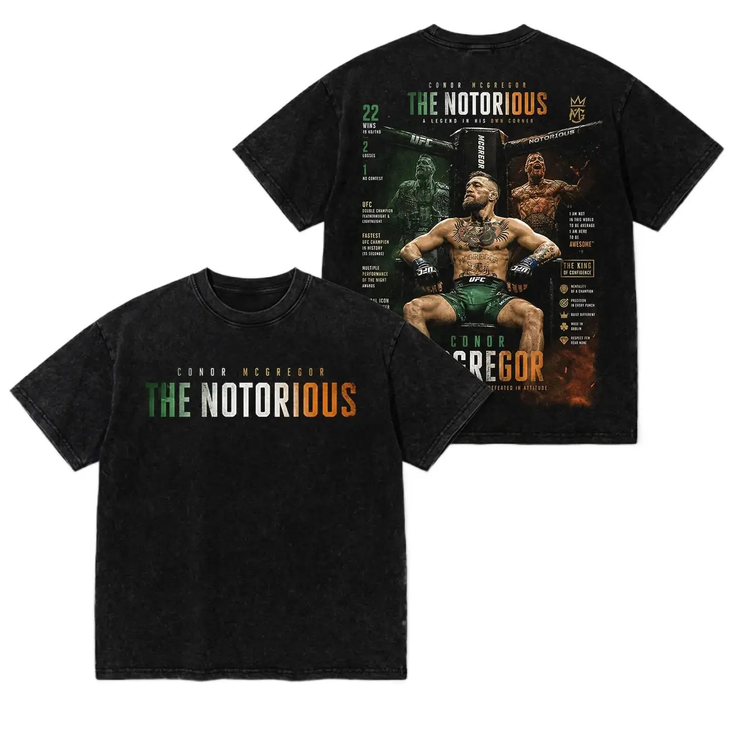 🥊 Vintage Washed Conor McGregor UFC 329 Shirt, The Notorious Graphic T-Shirt, Heavyweight Cotton Oversized Streetwear Top, Retro MMA Fighting Merch Apparel, Gym Training Pump Cover, Unisex Casual Outfit, Trendy Fight Night Clothing, Unique Fan Sport Gift