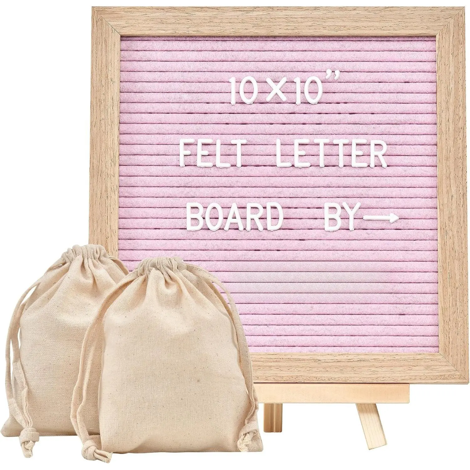 Felt Letter Board with 541 Letters & Stand, 10 x 10 inch,  | Changeable message board, numbers, symbols, wooden frame, 2 canvas bags, classroom decor,   announcement sign