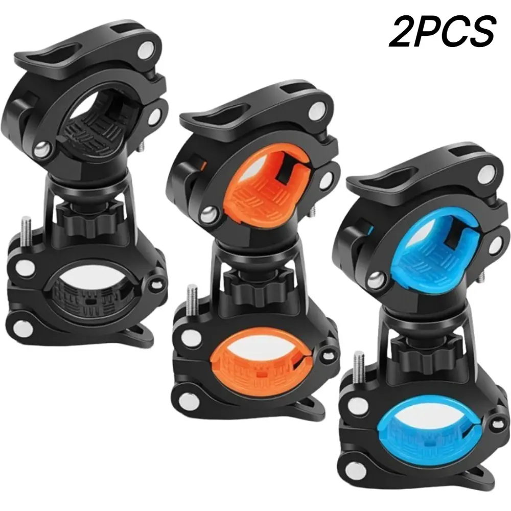 2 Pack Flashlight Mount Holder, Universal Bicycle Led Light Mounting Holder 360° Rotation Clip Clamp for Flashlight, Cycling, Riding