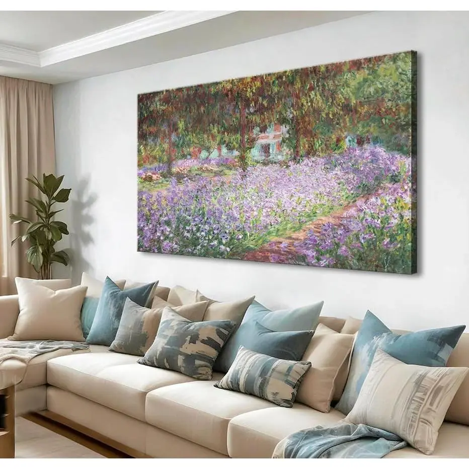 Irises In Monet'S Garden, 1900 By Claude Monet - Large Canvas Art Wall Decor Painting Print Framed -24" X 36"