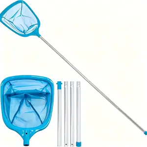 62 Inch Pond Leaf Skimmer Net, 4-Piece Aluminum Pole, 6 Inch Deep Fine Mesh, Garden Water Feature & Koi Fish Pond Debris Cleaning Tool, Easy to Assemble