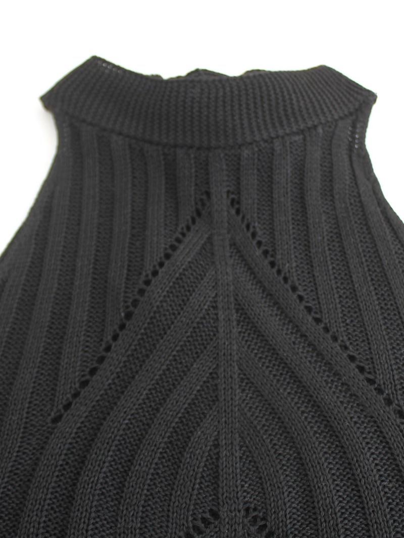 Women's Plain Hollow Out Halter Neck Sweater Vest, Casual Tie Back Cut Out Sleeveless Knit Top for Summer, Fashion Ladies' Knitwear for Daily Wear