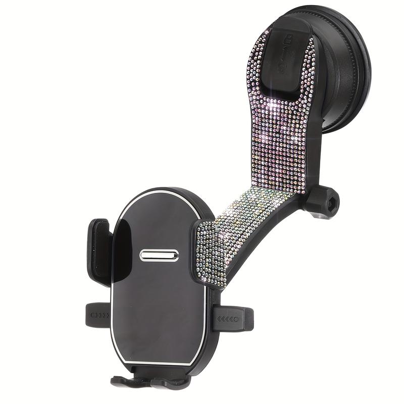 2025 New Car Phone Holder, Upgraded with Rhinestone Inlay Craftsmanship, Adjustable Horizontal and Vertical Phone Holder for Car Dashboard, Does Not Block View, Compatible with All Phones, Ideal Gift Choice Adjustable Folding Magnetic Phone Holder