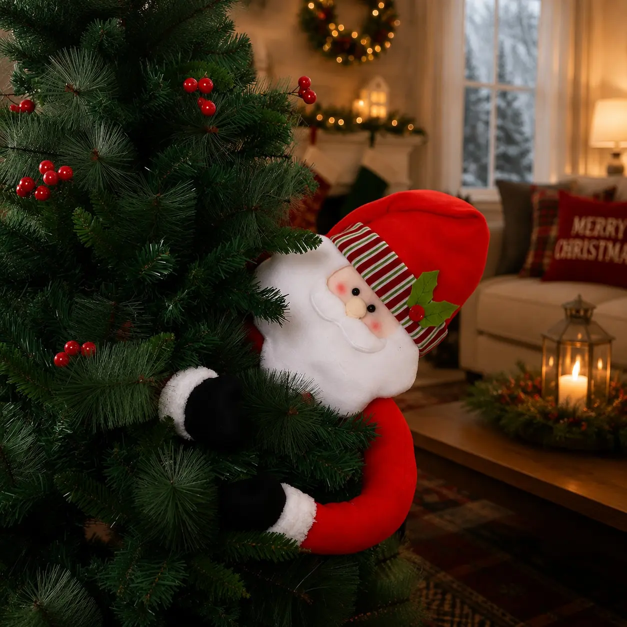 Christmas Tree Topper Star Snowman & Santa Claus Ornament, Cute Holiday Christmas Decorations for Tree, Festive Xmas Party Decor, Winter Wonderland Home Decor, Christmas Gift Ideas for Family & Kids