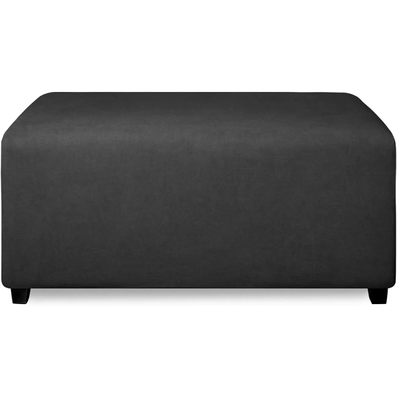 Stretch Rectangle Ottoman Cover Footstool Cover, Dark Gray| Fleece Large Ottoman Slipcovers Soft Form Fit Rectangle Slipcover for Folding with Nonslip Elastic Bottom