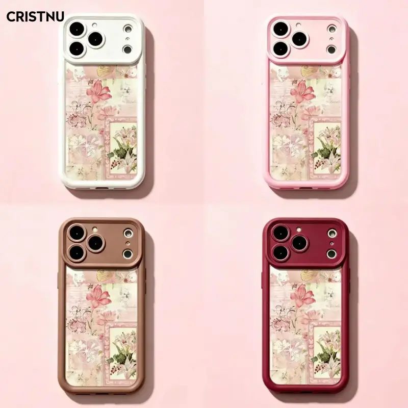 Vintage Pink Floral Collage Phone Case | Aesthetic Cottagecore Floral Art Protective Cover For iPhone 17 Pro Max 16 15 14 13 mini 12 mini 11 for Samsung S21 S22 S23 S24 S25 S26 Phone Case | Gift for Her