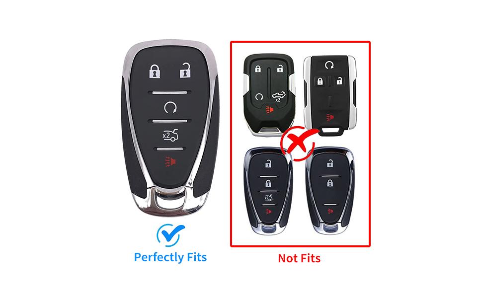 for Chevy Key Fob Cover Case Full TPU Protector for 2016 2017 2018 2019 2020 Chevrolet Chevy Malibu Camaro Cruze Traverse Spark Equinox Sonic Volt Bolt Car Accessories (5 Buttons, White)