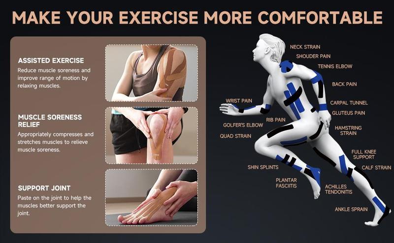 CKeep Precut Kinesiology Tape, 2 Rolls, 40 Strips, Original Cotton, Latex-Free tape for Knee Pain, Injuries & Sprains