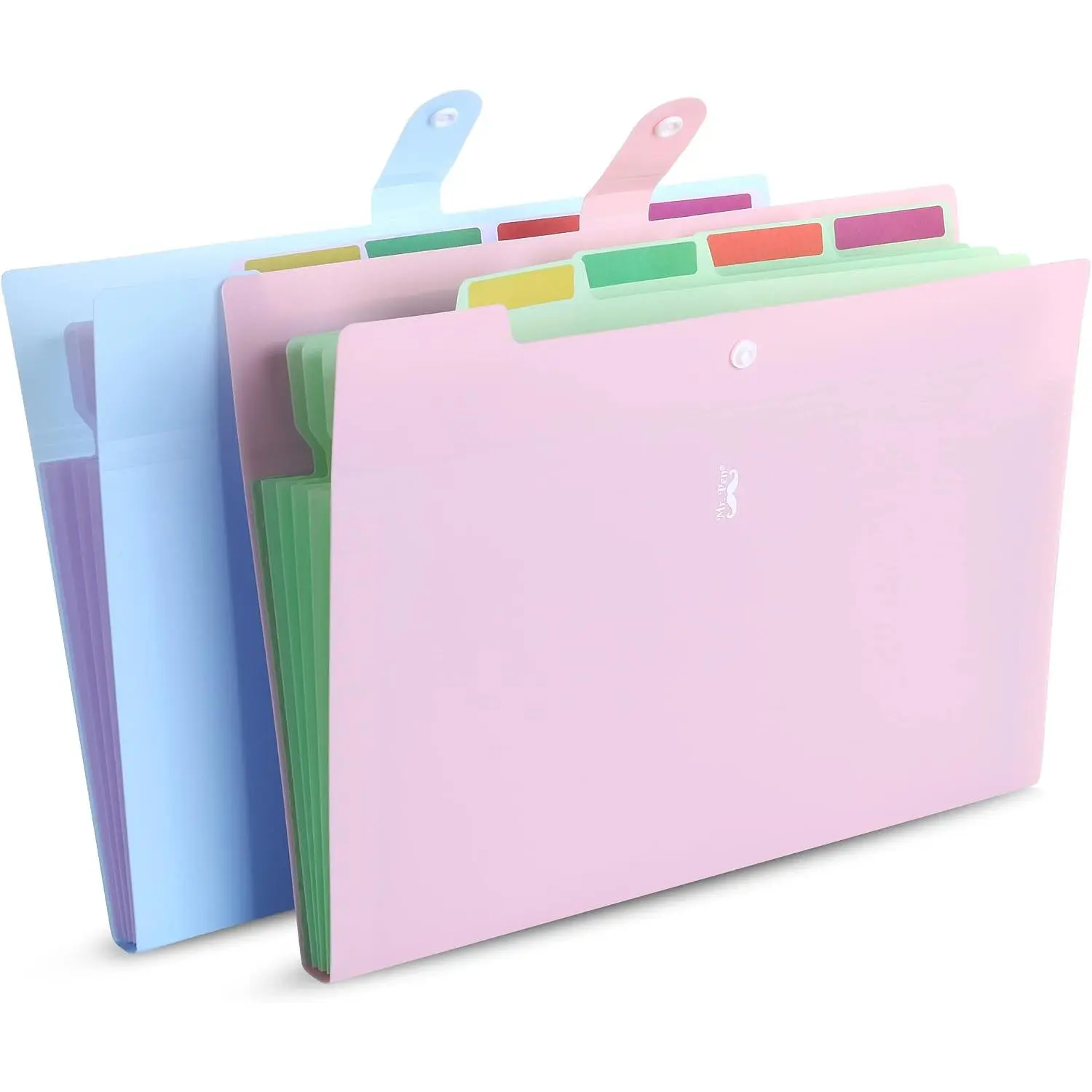 Expanding File Folder, 2 Pack, 5 Pocket, Accordion Folder with Labels, A4/Letter Size,  and Tearproof | Accordion Folder with Lables, Expandable Folder, Accordian Folder Organizer, File Folder Organizer, Accordion File Organizer