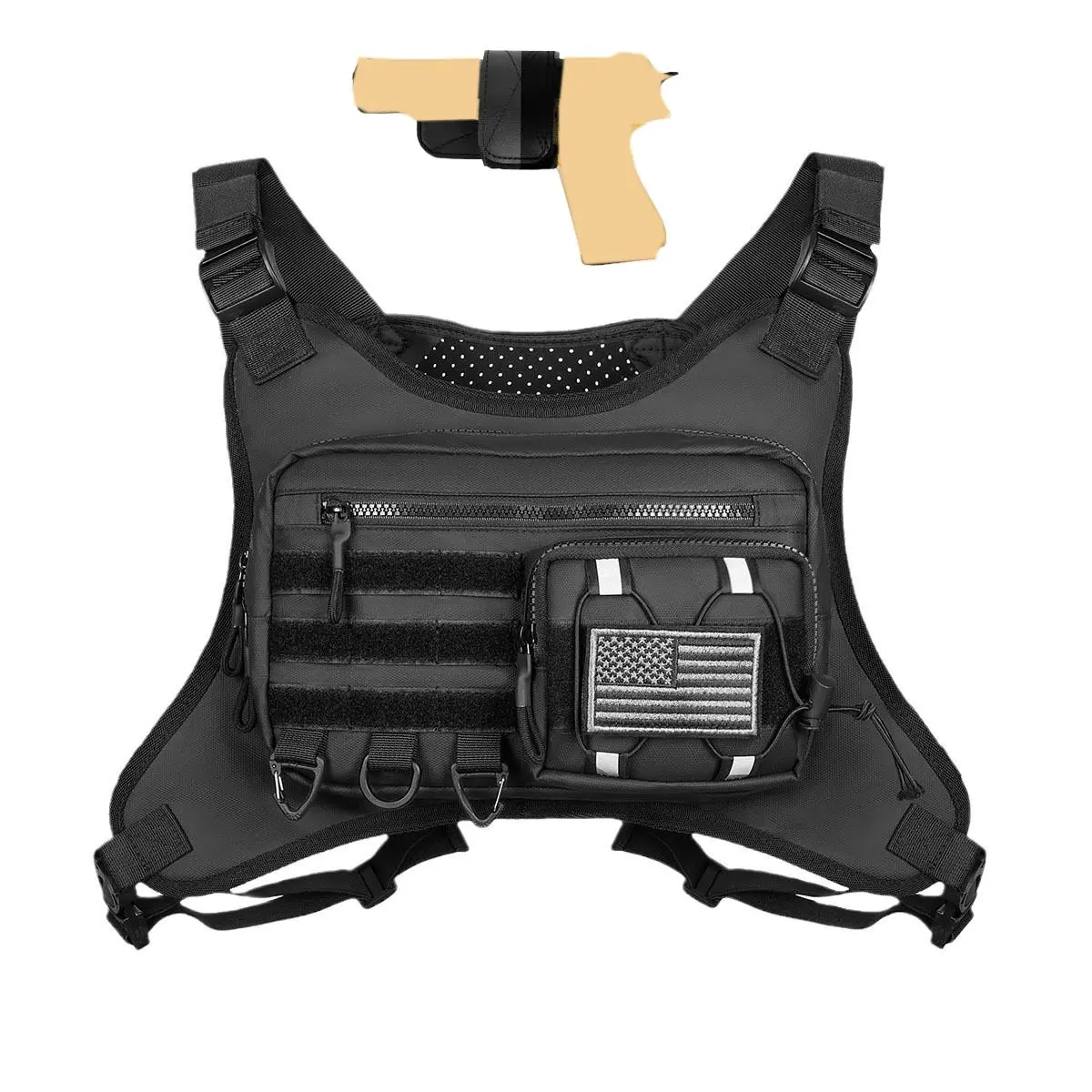 Tactical Chest Bag with Holster - Water-Resistant EDC Bag for Men, Tactical Lightweight Vest for Hiking, Workouts