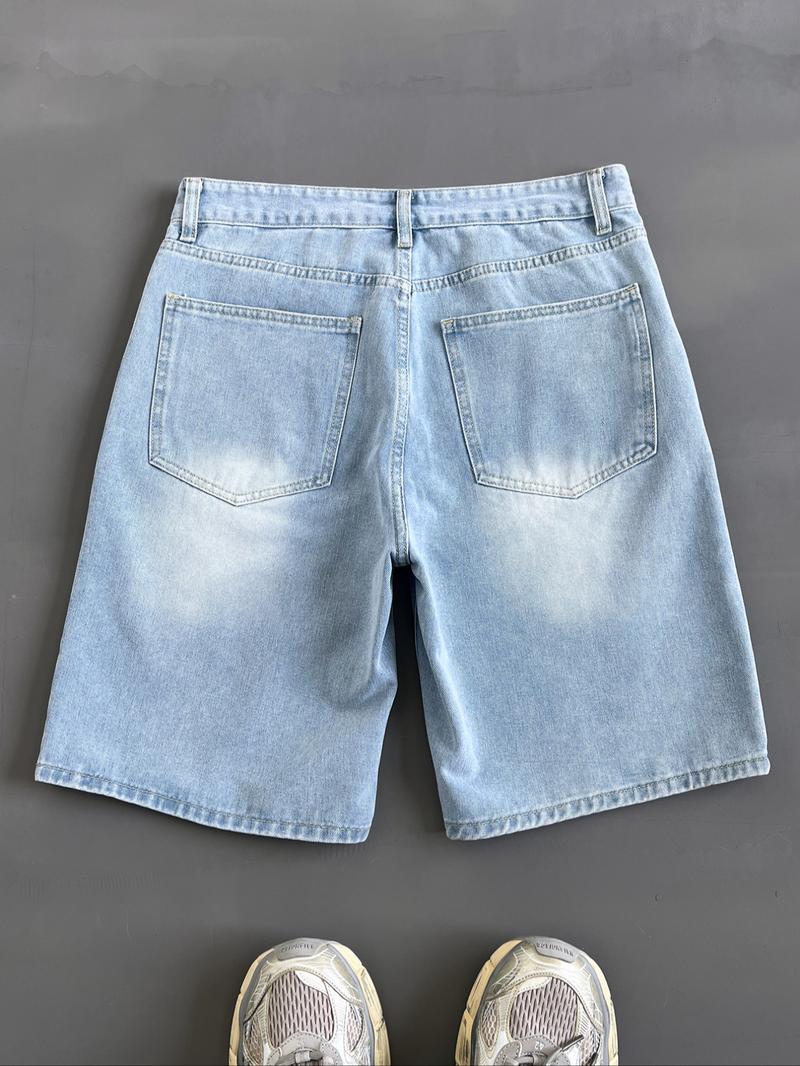 Men's Denim Shorts, Casual Comfy Loose Fit Jeans Shorts for Summer, Fashion Men's Bottoms for Daily Wear, Cotton