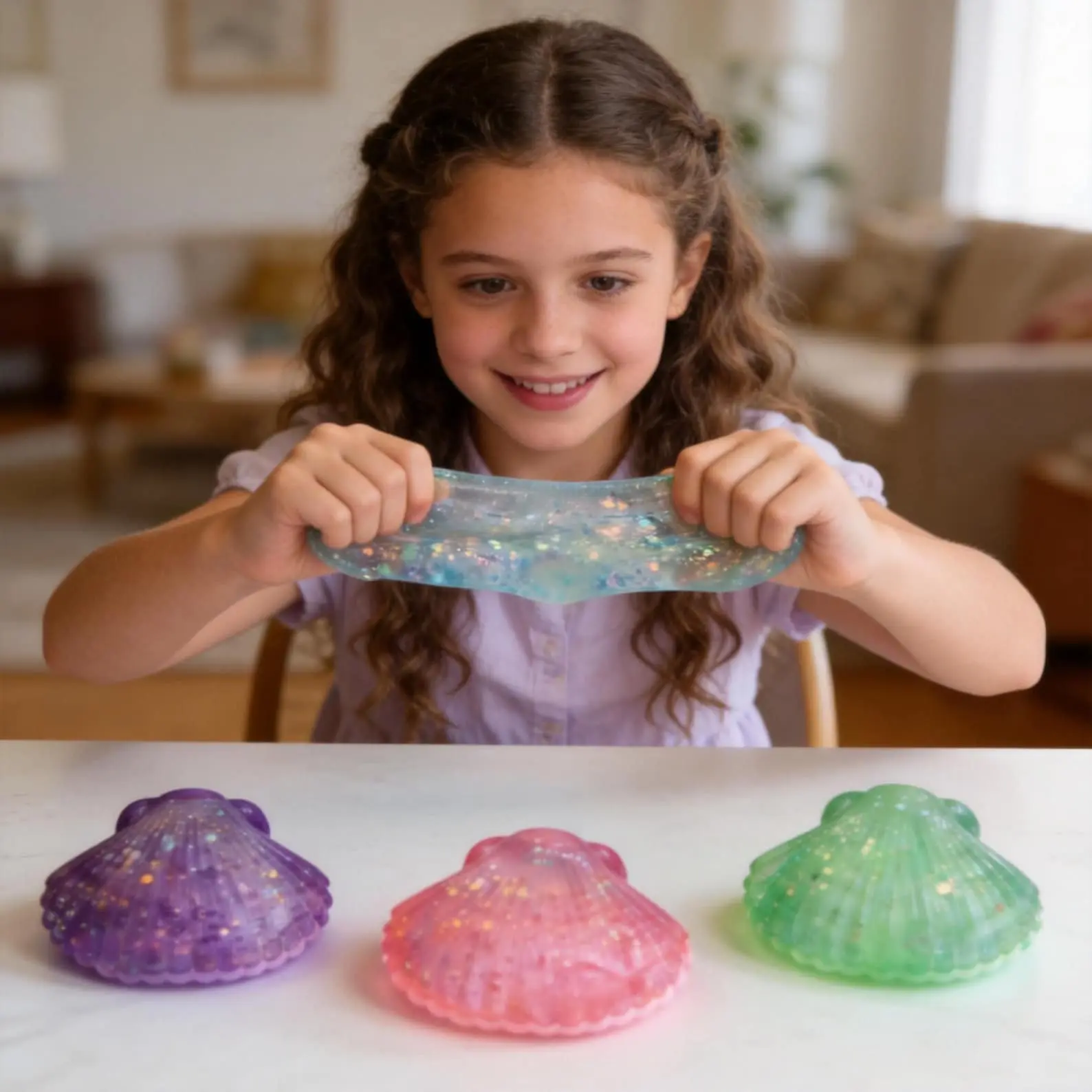 Glitter Shell Squishy Toy,Colorful Slow Rising Squeeze Toy for Party Favors,ASMR Shell Squishy Toy,Cute Ocean Themed Squeeze Toy for Home