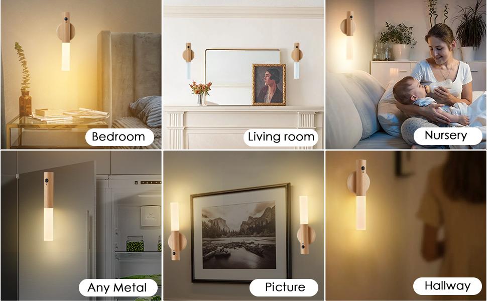 Battery Operated Wall Sconces, Motion Sensor Night Light Magnetic Wall Light Rechargeable Wall Sconce, Peel and Stick Sconce Lights for Bedside Stair Hallway
