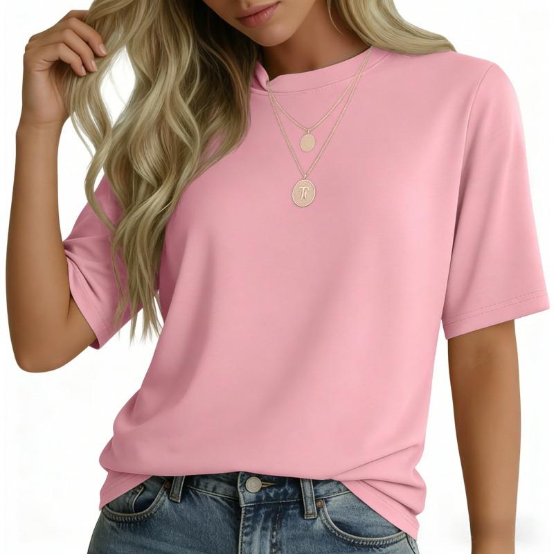 100% cotton,Women's Half Sleeve T Shirts,Short  Sleeve Basic Crew Neck Tops,Elbow Length Casual Loose Fit Summer Tees, comfortable, oversized