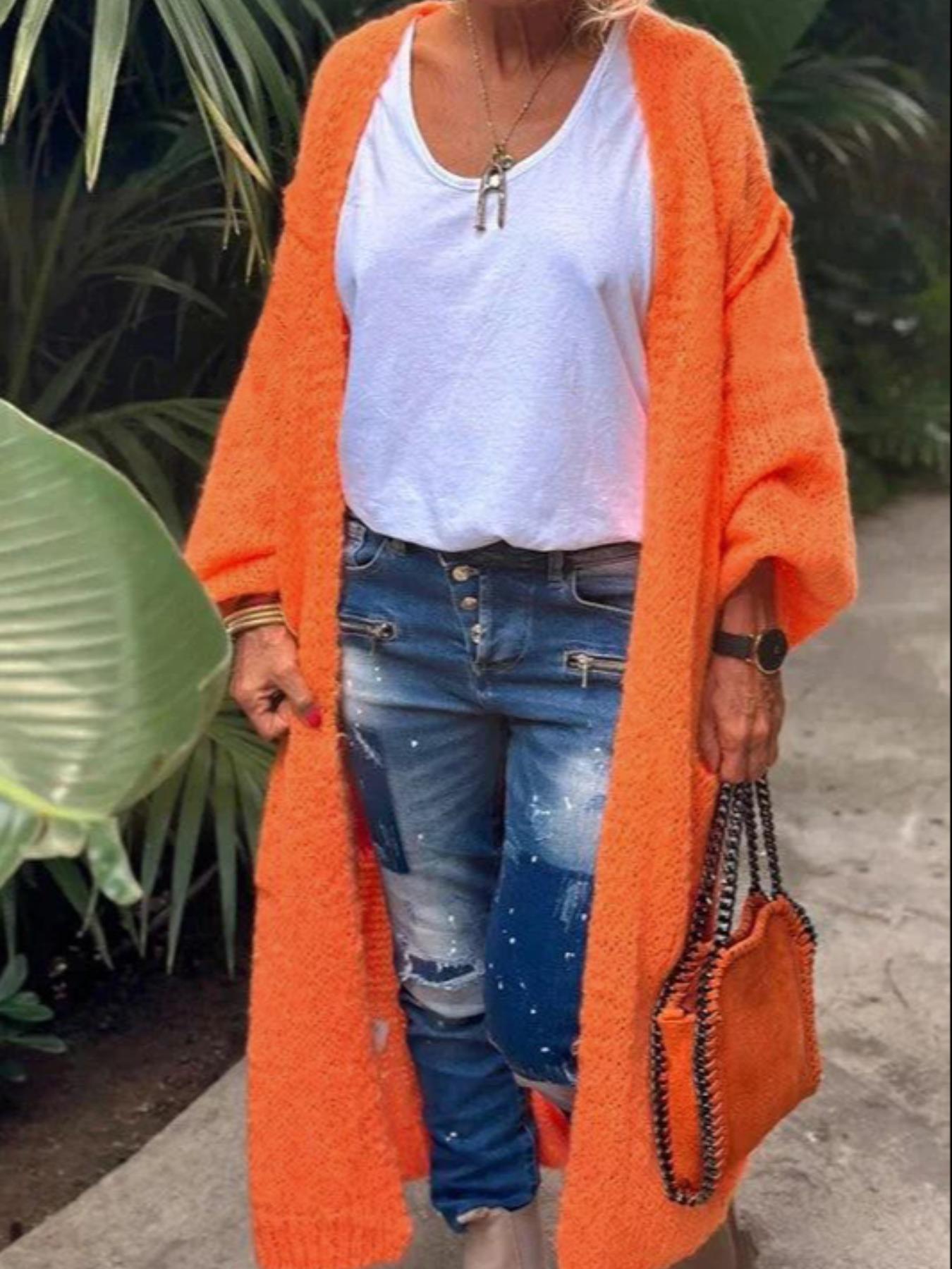 Women's Letter Print Drop Shoulder Long Sleeve Cardigan, Casual Open Front Longline Cardigan for Spring & Fall, Summer Outfits 2024, Fashion Cozy Clothing