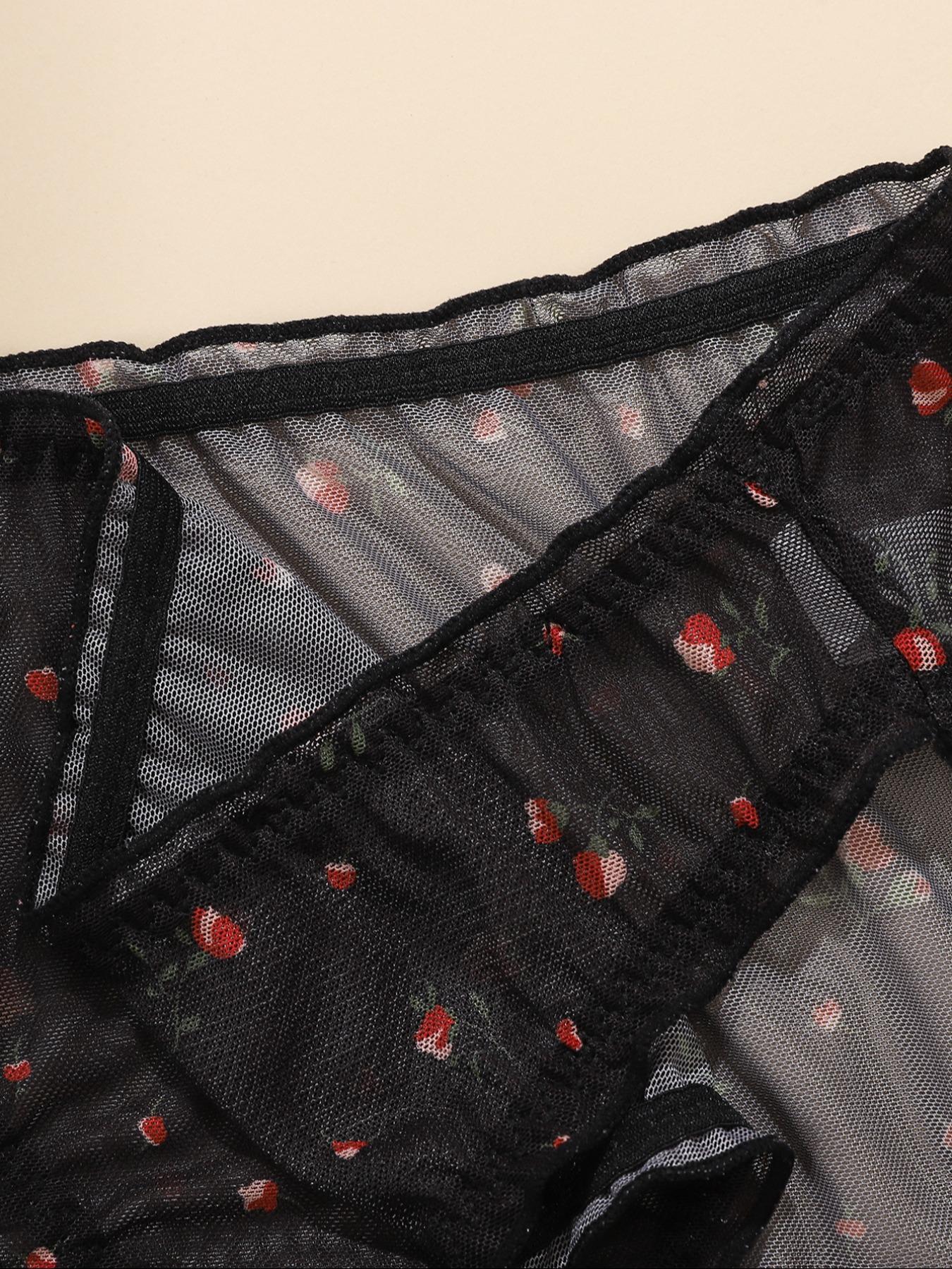 【0XL-4XL】 Floral Print Panty, Breathable Comfortable Panties for Daily Wear, Women's Underwear for All Seasons