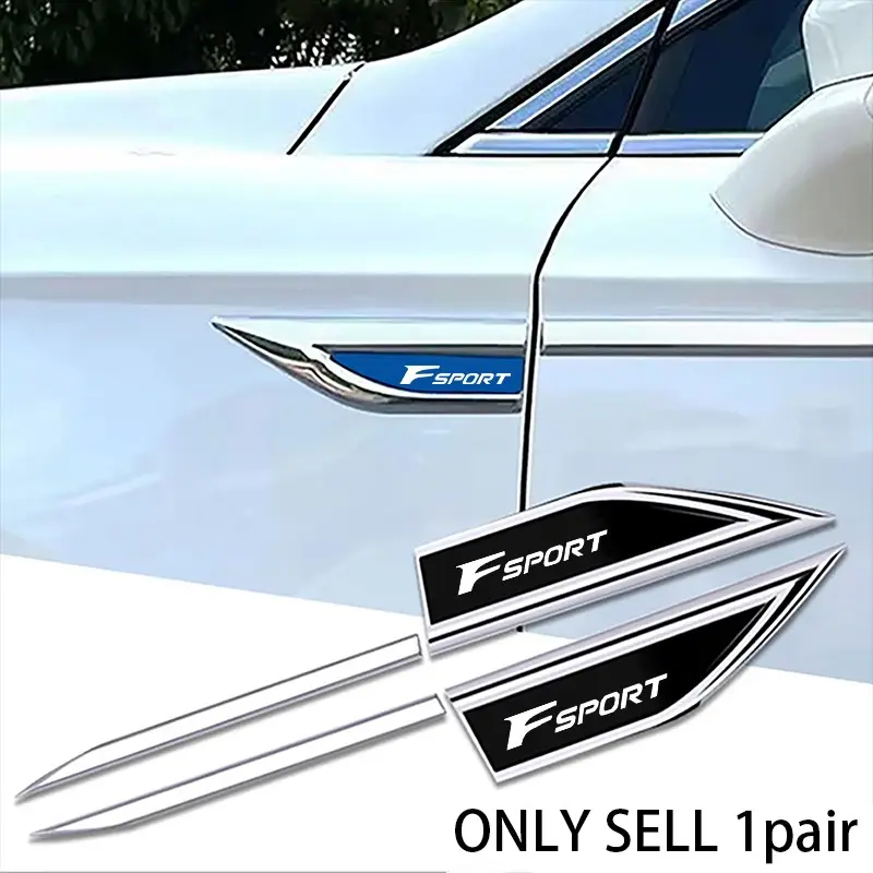 Metal Blade Side Sticker Car Decal Blue Dual Color 3D Leaf Panel Decoration, Universal Body Modification, for Lexus Models