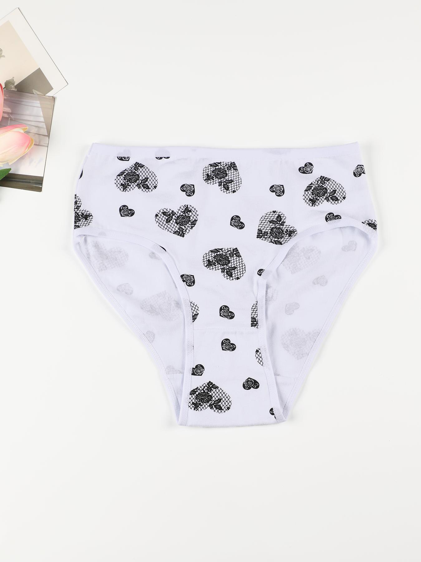 Women's Heart & Floral Print High Waist Panty, Regular Fit Soft Comfortable Breathable Knicker for Daily Wear, Underwear for All Seasons