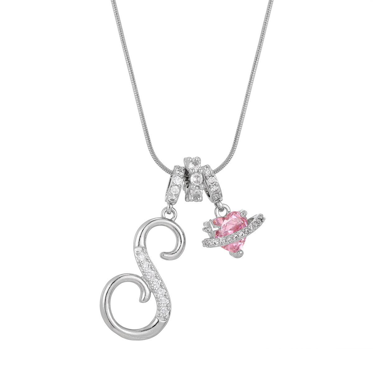 A–Z Initial Necklace for Women, Colorful Cubic Zirconia Letter Pendant, Dopamine Style Gold Tone Chain Necklace, Personalized Cute Jewelry for Daily Wear, Layering Outfit and Gift