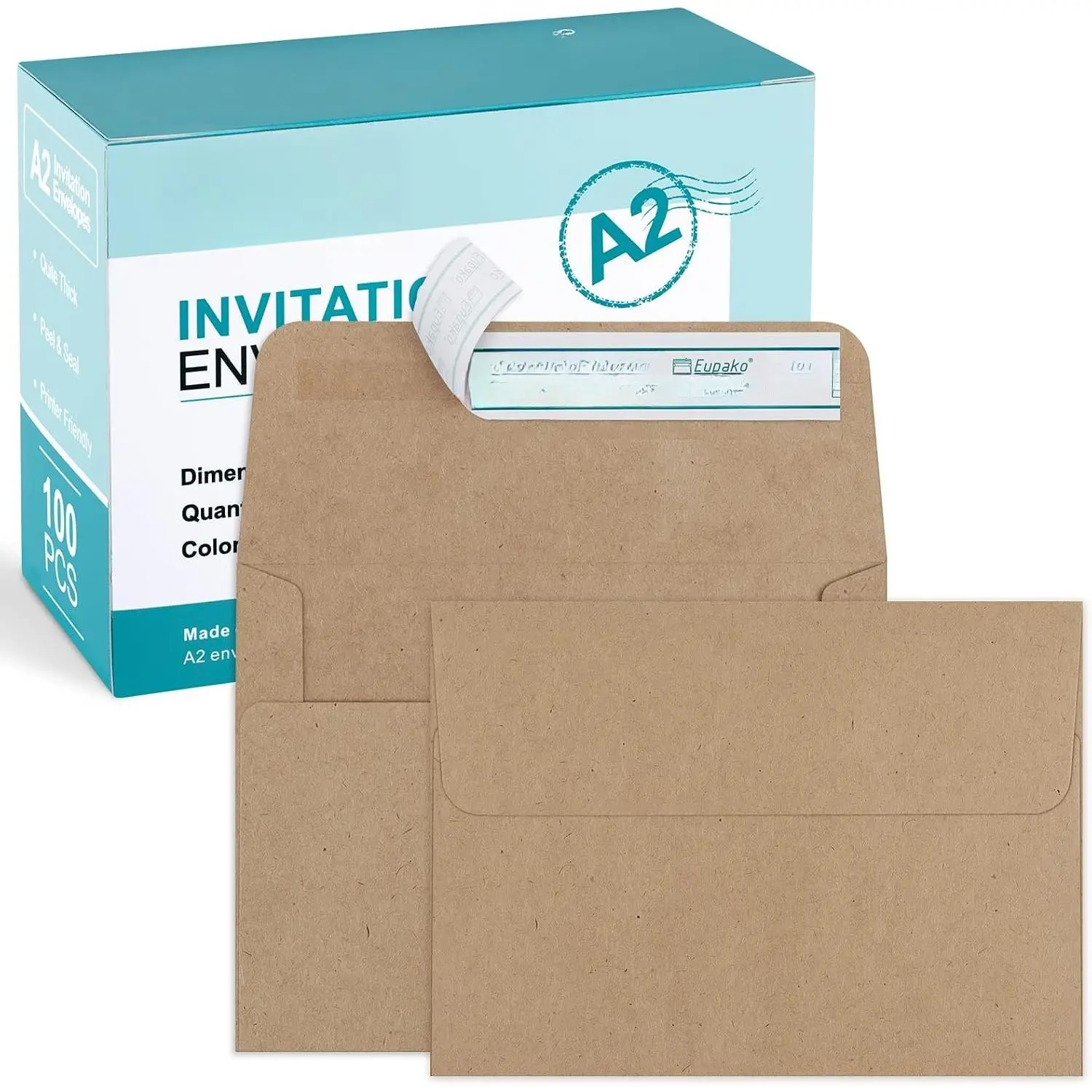 A2 White Paper Envelopes, 100-Pack 4.375x5.75in Heavy Duty Self-Seal Envelopes - Printer-Friendly, Secure Mailing, Smooth Touch for Wedding Invitations, RSVP Notes, Greeting Cards