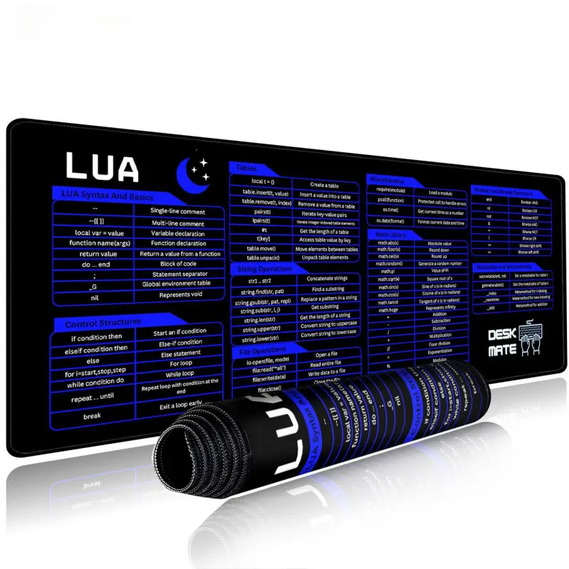 Shortcut Mouse Pad for LUA, Extended Desk Mat with Non Slip Base and Dirt Resistant Surface Cheat sheet mouse pad for LU.