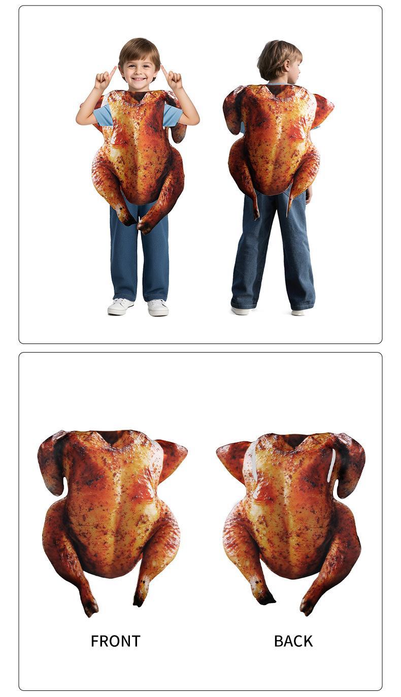 Women Men Bos Girls Halloween Roasted Turkey Cosplay Costume Funny Food Disguise Clothes Thanksgiving Performance Party Outfi