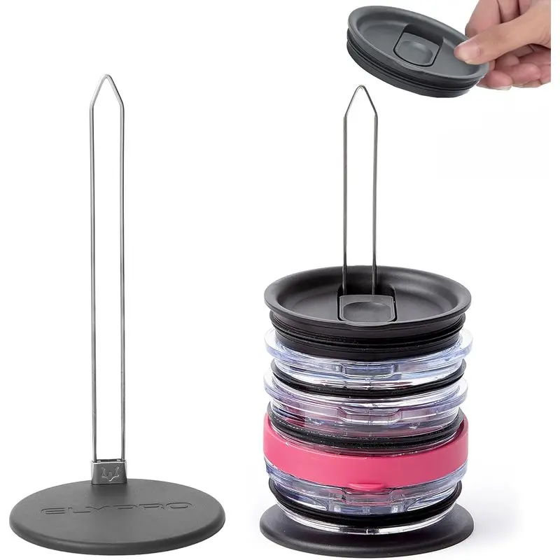 Tumbler Lid Organizer Holder, Kitchen Cabinet Storage Rack for Water Bottle Lids, Space Saving Cup Lid Organizer for Pantry & Home Storage