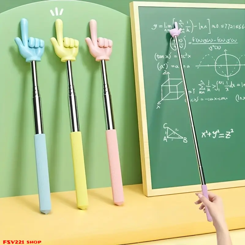 Telescopic Finger Pointer with Colorful Finger-Shaped Top - Multi-Color, Black/White Options - Parent Homeschooling Tool, Blackboard Pointing Aid, Teaching Accessory