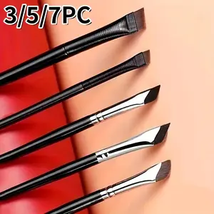 3/5/7pcs Precision Eye Makeup Brush Set, Sickle-Shaped & Angled Eyeliner Brushes, Brow Brush, Travel-Friendly, Perfect for Gifts
