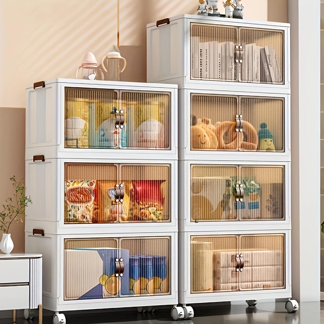 Foldable Storage Box 5 Layers, Large Storage Box with Double Opening, Large Storage Box with Lid and Wheels, Can Store Clothes, Snacks, Toys and Books, Home Office Outdoor Foldable Container