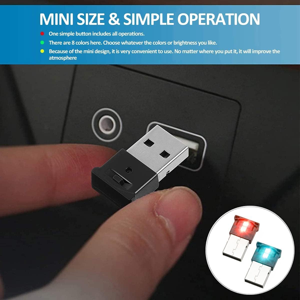 Mini USB LED RGB Light Brightness Adjustable 8 Color Changeable for , Laptop, Keyboard. Atmosphere Night Lamp for Decoration (DC : 5V) (Quantity: 2) Mini USB LED RGB Light Brightness Adjustable 8 Color Changeable for , Laptop, Keyboard. Atmosphere Night Lamp for Decoration (DC : 5V) (Quantity: 2)