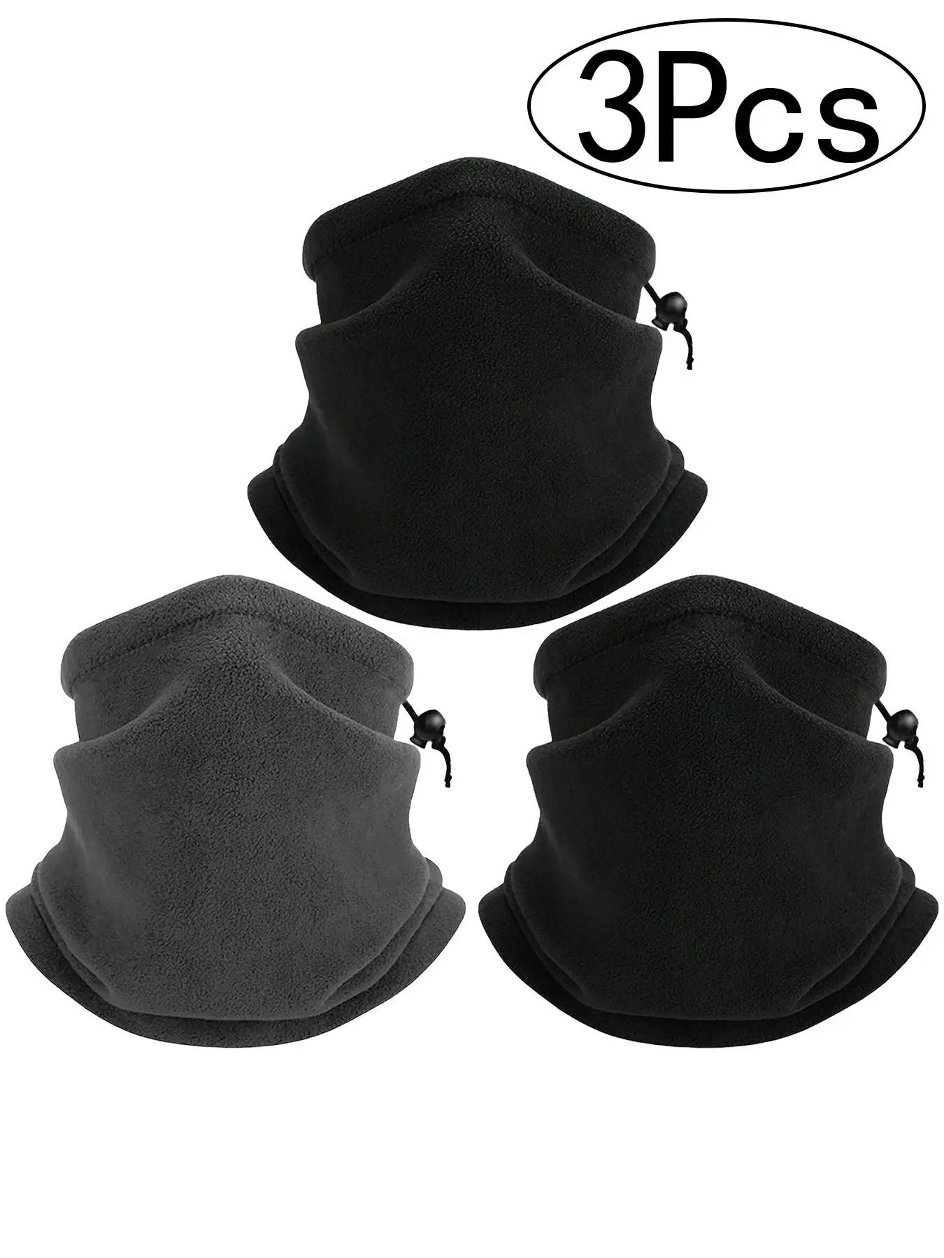 3 Pcs Winter Neck Warmers Scarf Face Covering | Windproof Neck Gaiter Headband Balaclava, Adjustable Buckle, Unisex Design, for Outdoor Sports & Cold Weather