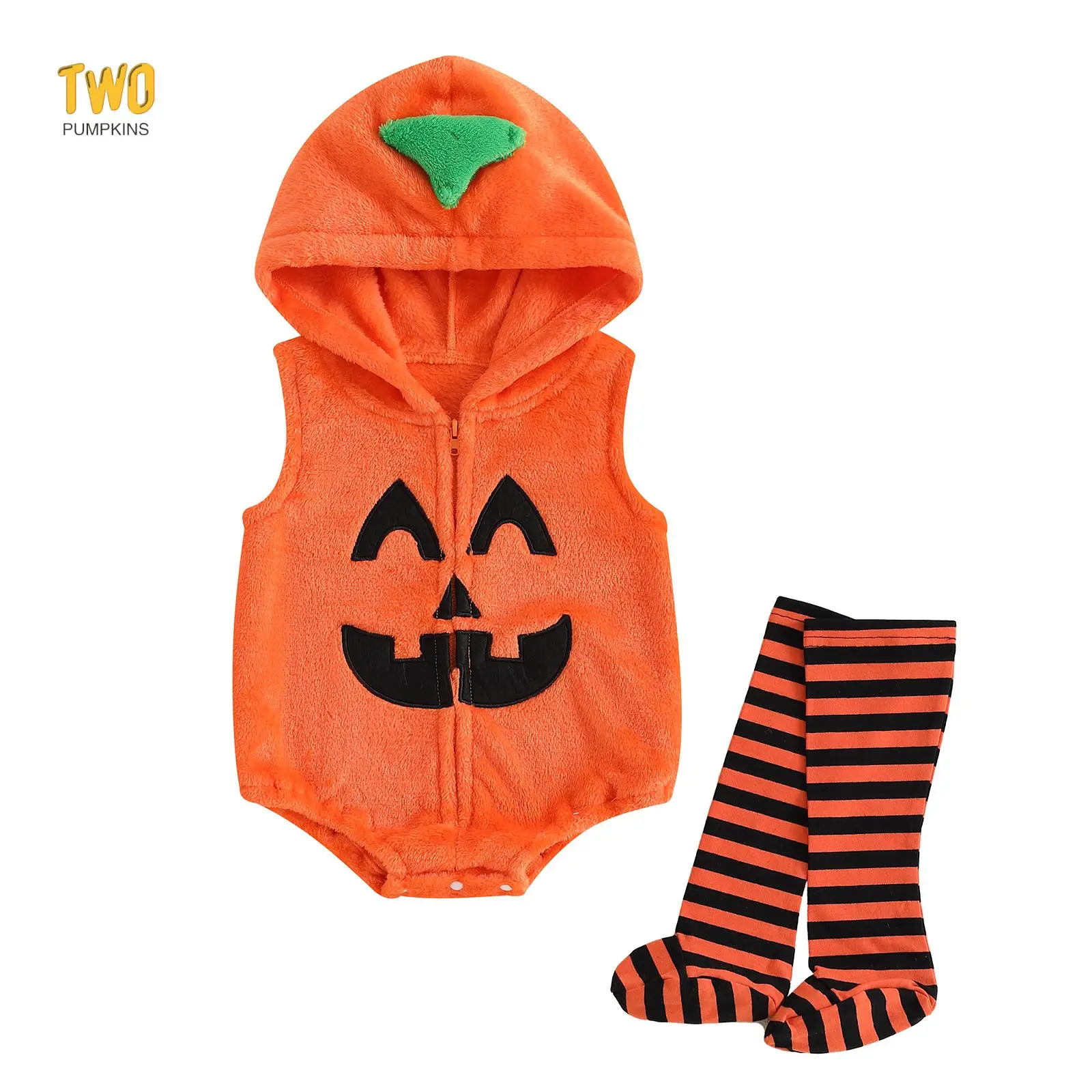 Newborn Baby Halloween Costumes Bee Costume Zipper Hooded Sleeveless Romper Stockings Infant Halloween Costumes