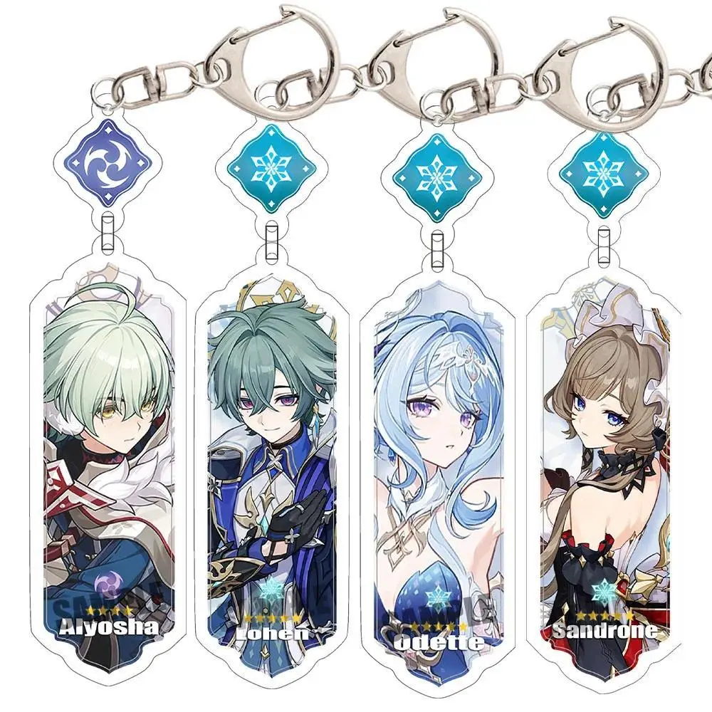 Anime Keychain Odette Flins Durin Mualani Furina Arlecchin Key Chain Accessories Genshin Impact Cute Bag Pendant Key Ring Gift